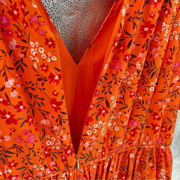 Draper James Apricot Orange Pansy Floral Margo Flutter Sleeve Midi Dress NWT 12 - Picture 5 of 11